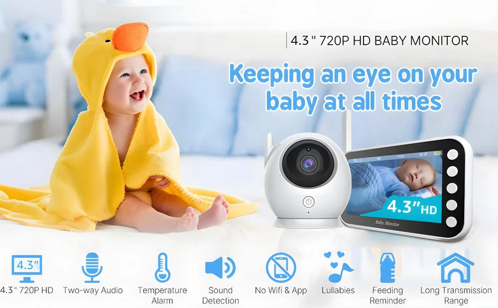4.3 Inch Electronic Baby Monitor Video Nanny Security Protable Children Cameras Babyphone Bebe Feeding New Born Baby Items