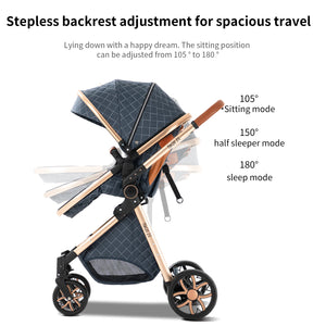 3-in-1 High Landscape Baby Stroller Travel System Bassinet Car Seat Lightweight Frame with One-Hand Folding Feature Baby Items