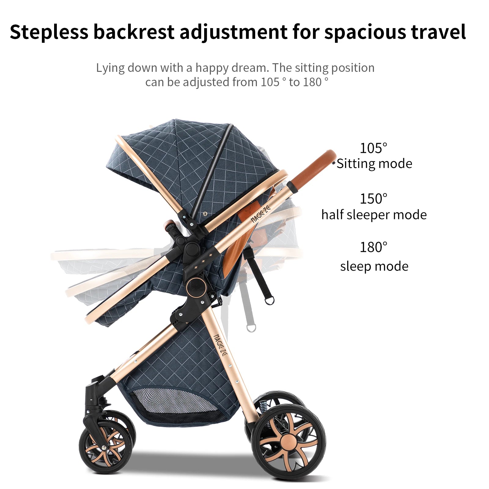 3-in-1 High Landscape Baby Stroller Travel System Bassinet Car Seat Lightweight Frame with One-Hand Folding Feature Baby Items