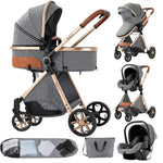 Load image into Gallery viewer, 3-in-1 High Landscape Baby Stroller Travel System Bassinet Car Seat Lightweight Frame with One-Hand Folding Feature Baby Items
