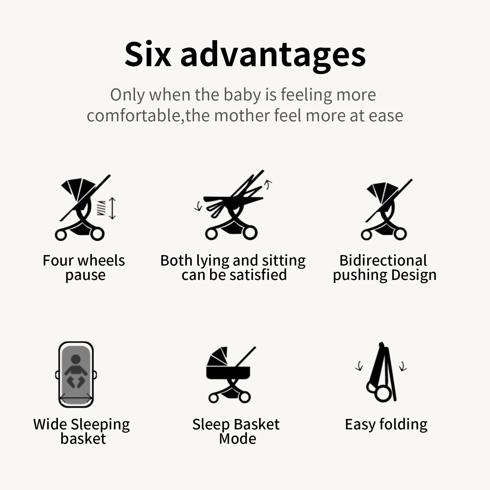 3-in-1 High Landscape Baby Stroller Travel System Bassinet Car Seat Lightweight Frame with One-Hand Folding Feature Baby Items