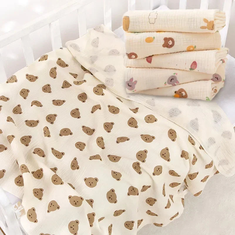 Baby Receive Blanket for Newborn Cotton Muslin Cover Swaddle Blanket Bedding Infant Bath Towel Baby Items Mother Kids Stuff 80cm