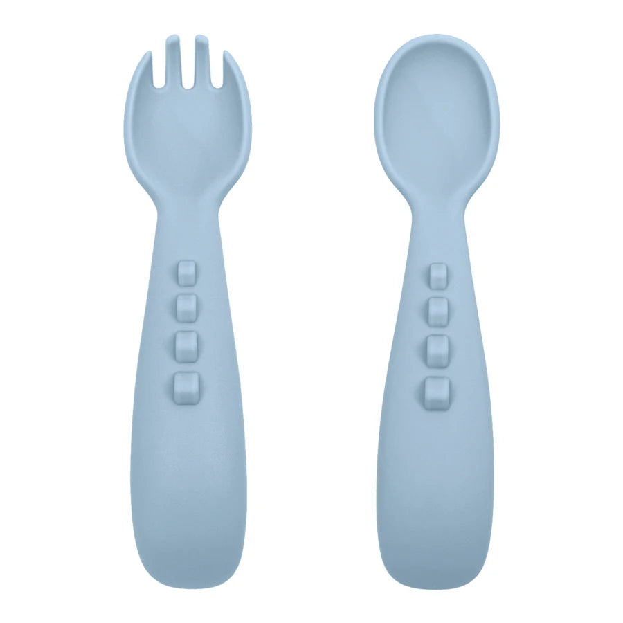 2PCS Silicone Baby Spoons Fork For Baby Cutlery Set Newborn Learn To Eat Training Feeding Spork Tableware Baby Items