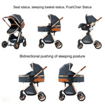 Load image into Gallery viewer, 3-in-1 High Landscape Baby Stroller Travel System Bassinet Car Seat Lightweight Frame with One-Hand Folding Feature Baby Items
