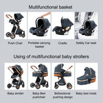 Load image into Gallery viewer, 3-in-1 High Landscape Baby Stroller Travel System Bassinet Car Seat Lightweight Frame with One-Hand Folding Feature Baby Items
