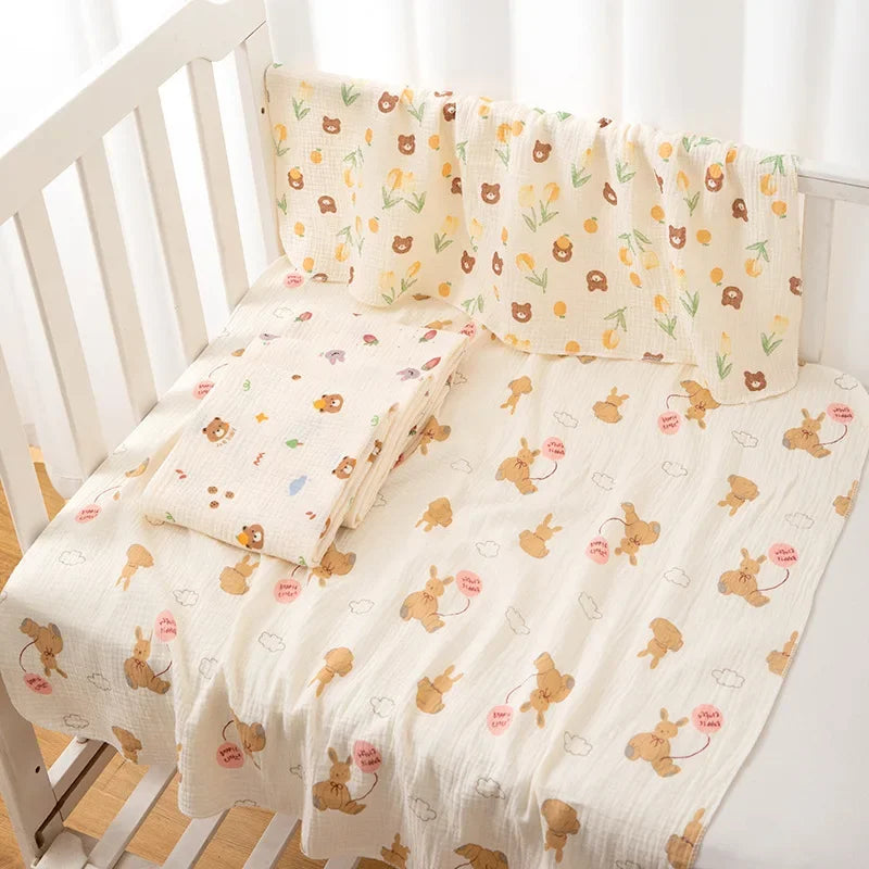 Baby Receive Blanket for Newborn Cotton Muslin Cover Swaddle Blanket Bedding Infant Bath Towel Baby Items Mother Kids Stuff 80cm