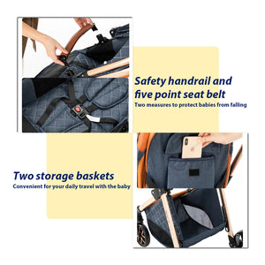 3-in-1 High Landscape Baby Stroller Travel System Bassinet Car Seat Lightweight Frame with One-Hand Folding Feature Baby Items