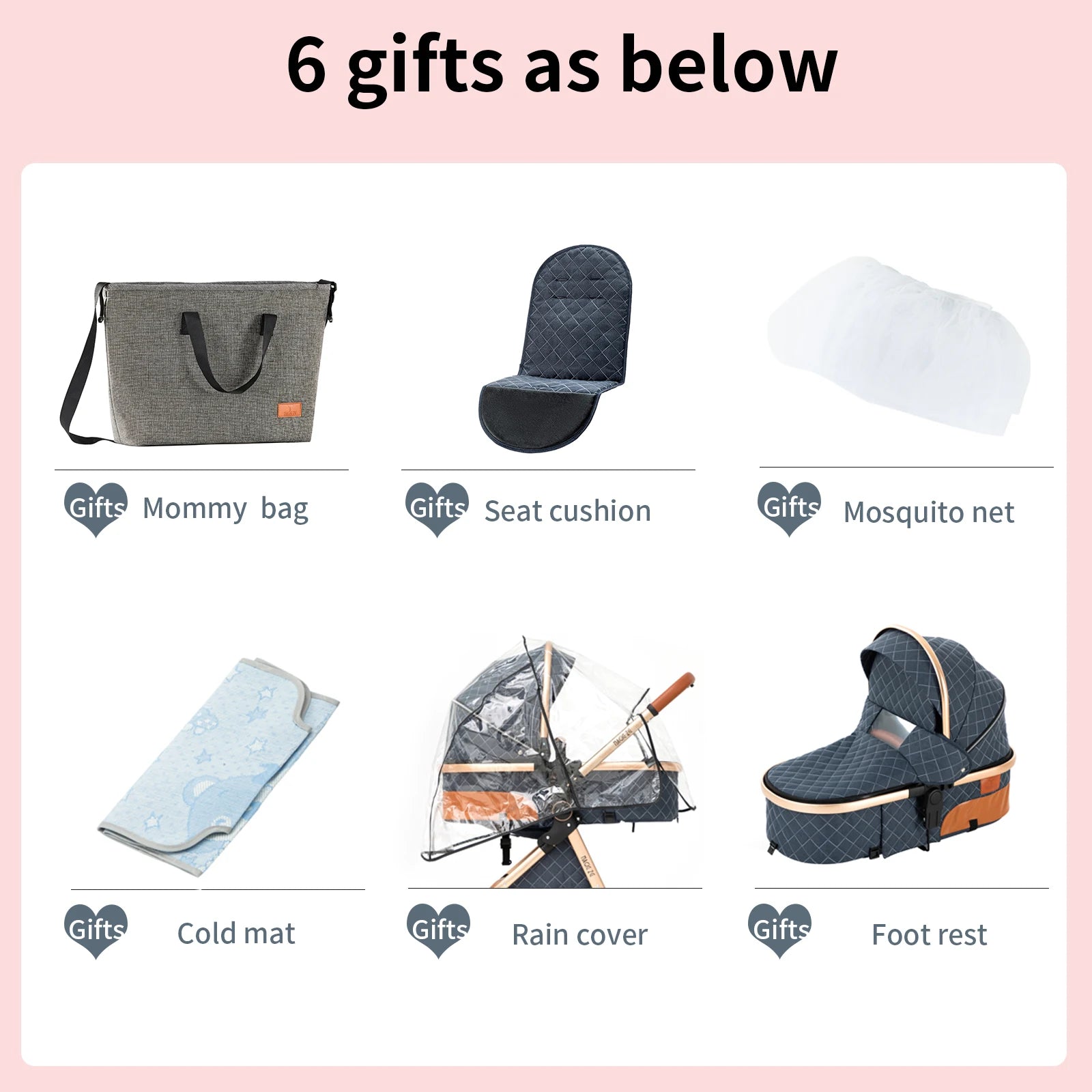 3-in-1 High Landscape Baby Stroller Travel System Bassinet Car Seat Lightweight Frame with One-Hand Folding Feature Baby Items