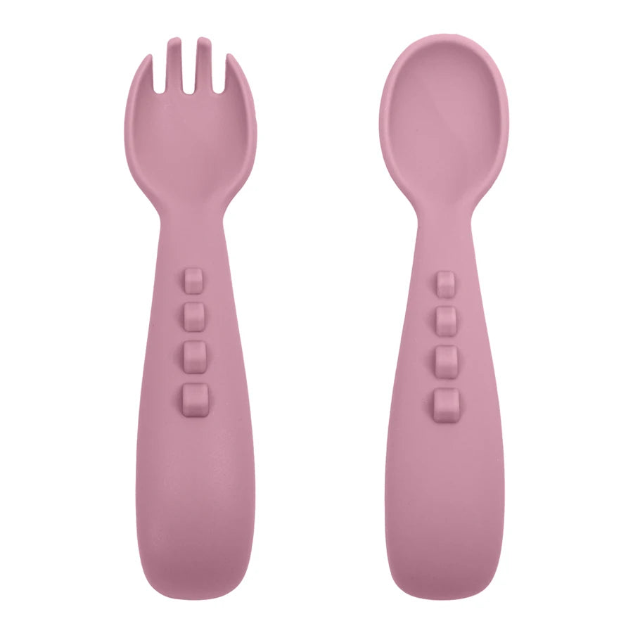 2PCS Silicone Baby Spoons Fork For Baby Cutlery Set Newborn Learn To Eat Training Feeding Spork Tableware Baby Items