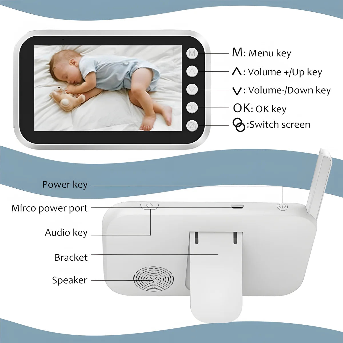 4.3 Inch Electronic Baby Monitor Video Nanny Security Protable Children Cameras Babyphone Bebe Feeding New Born Baby Items