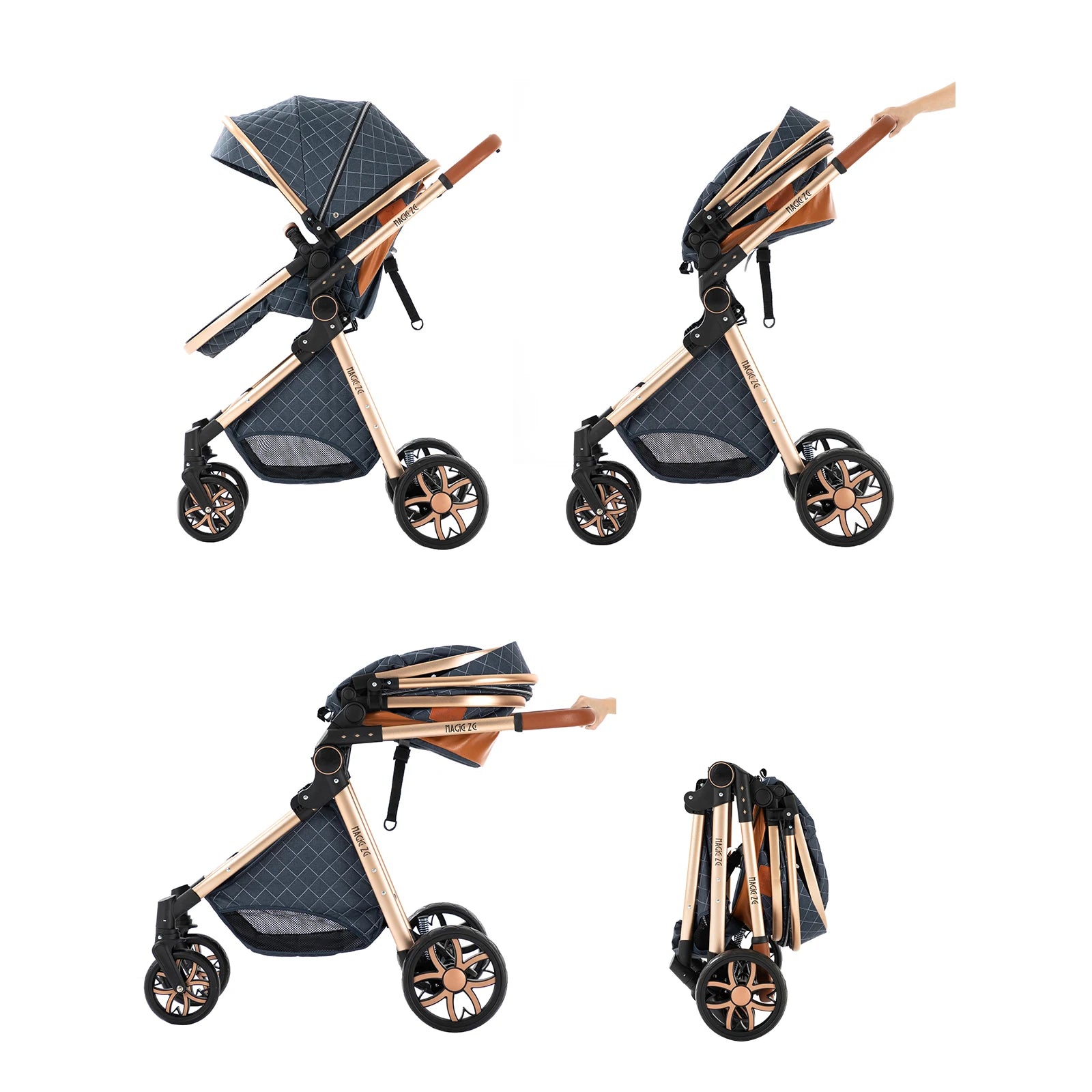 3-in-1 High Landscape Baby Stroller Travel System Bassinet Car Seat Lightweight Frame with One-Hand Folding Feature Baby Items