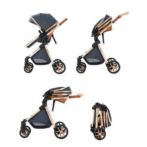 3-in-1 High Landscape Baby Stroller Travel System Bassinet Car Seat Lightweight Frame with One-Hand Folding Feature Baby Items