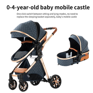 3-in-1 High Landscape Baby Stroller Travel System Bassinet Car Seat Lightweight Frame with One-Hand Folding Feature Baby Items