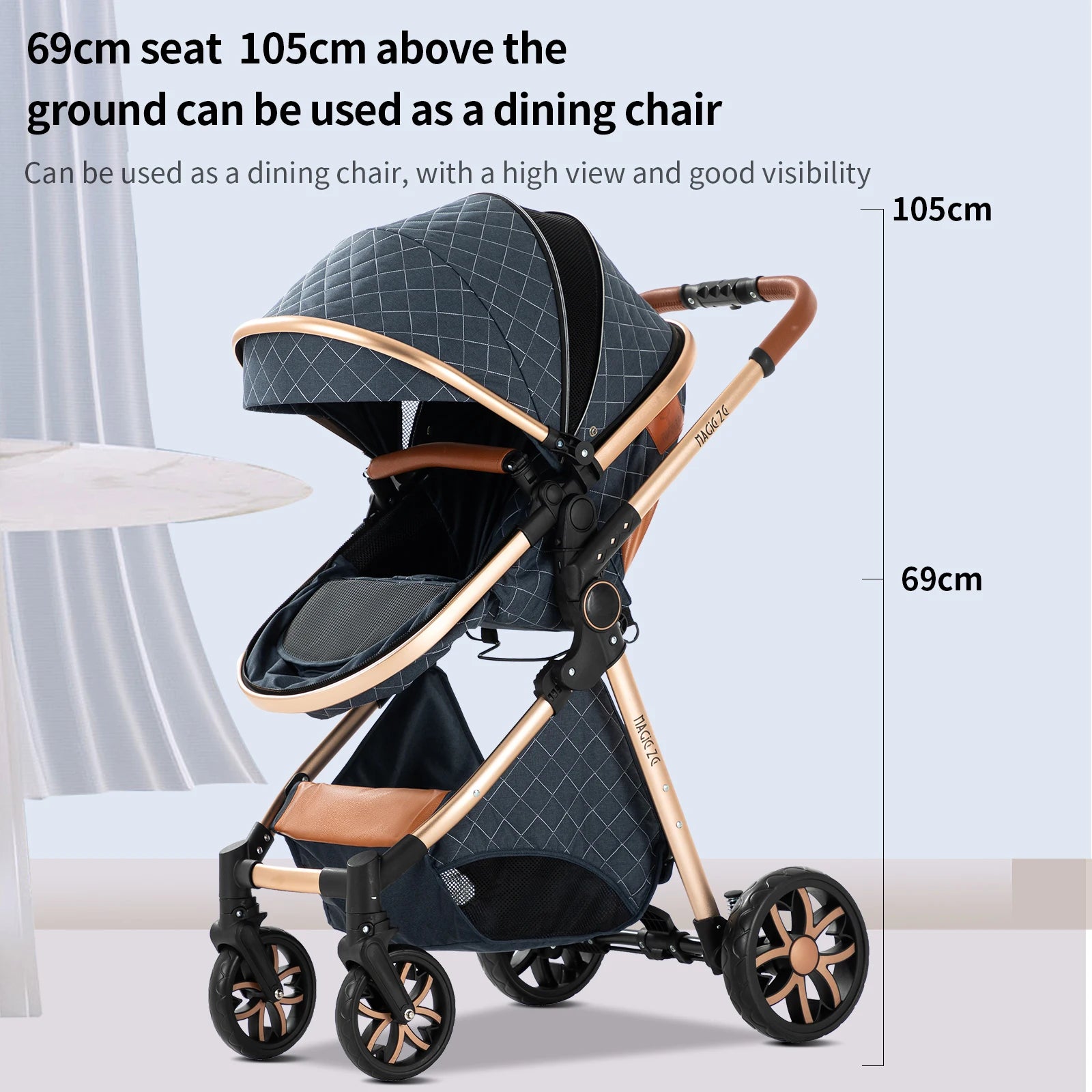 3-in-1 High Landscape Baby Stroller Travel System Bassinet Car Seat Lightweight Frame with One-Hand Folding Feature Baby Items