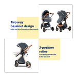 Load image into Gallery viewer, 3-in-1 High Landscape Baby Stroller Travel System Bassinet Car Seat Lightweight Frame with One-Hand Folding Feature Baby Items
