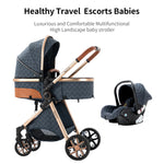 Load image into Gallery viewer, 3-in-1 High Landscape Baby Stroller Travel System Bassinet Car Seat Lightweight Frame with One-Hand Folding Feature Baby Items
