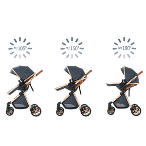 3-in-1 High Landscape Baby Stroller Travel System Bassinet Car Seat Lightweight Frame with One-Hand Folding Feature Baby Items