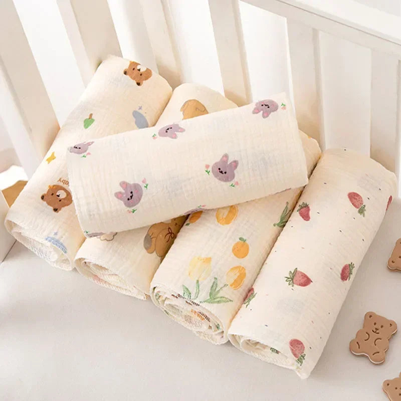Baby Receive Blanket for Newborn Cotton Muslin Cover Swaddle Blanket Bedding Infant Bath Towel Baby Items Mother Kids Stuff 80cm
