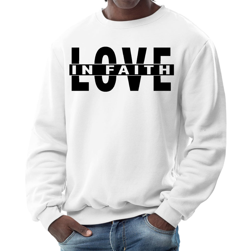 Mens Graphic Sweatshirt - Love in Faith Black Illustration-0